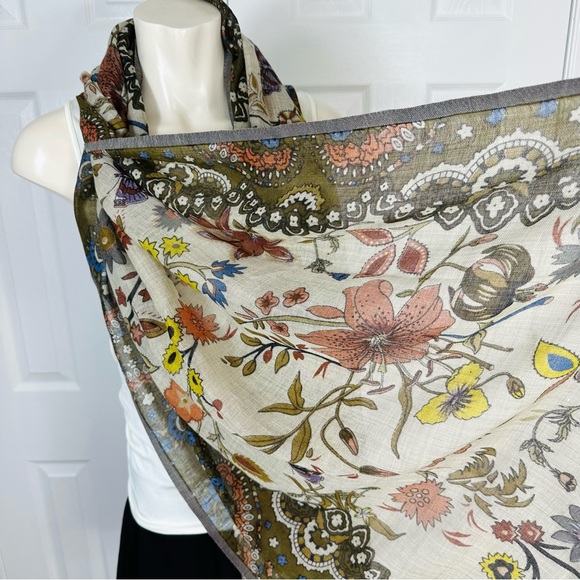 ARHAUS JEWELS wool and silk SCARF BOHO CHIC floral Paisley Bohemian artsy woodsy - Picture 3 of 6